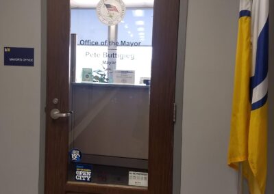 A Mayor's office door